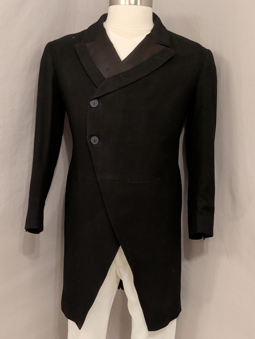 1901 Antique Men's Frock Coat - Morning Jacket Black Wool Rough Cond See Measure